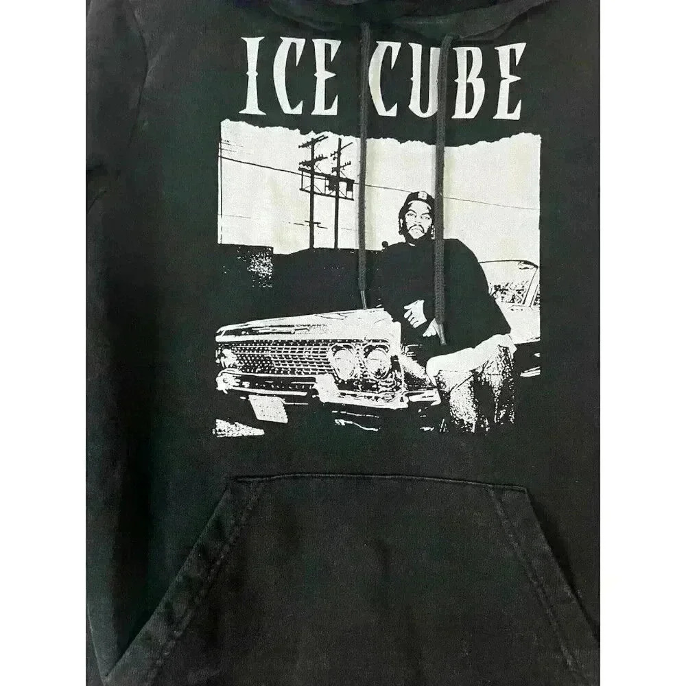 Ice Cube Hoodie Men Small Black Graphic Cotton Pocket Drawstring Hip  Rap 90s